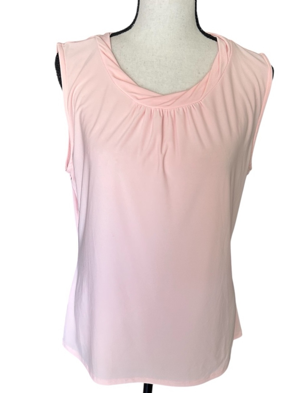 Tahiti Women's Petite Medium Soft Pink Sleeveless Blouse Top
